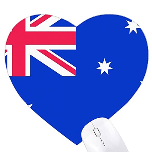 Tapis de souris Australie Océanie en forme de cœur avec drapeaux nationaux