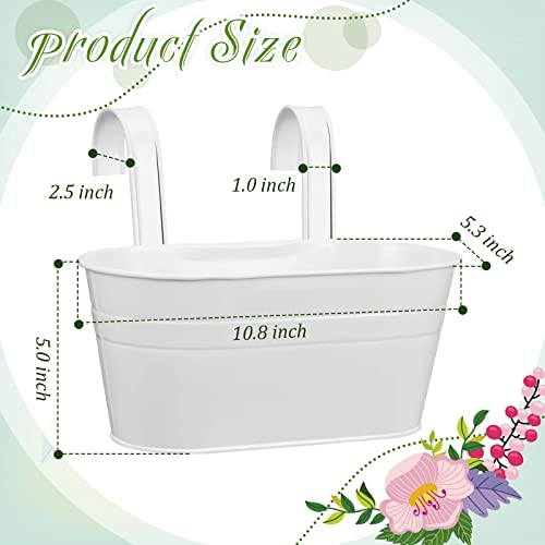Rtteri 20 Pcs Metal Iron Hanging Flower Pots White Hanging Bucket Pots Deck Rail Planter Porch Railing Planters Hanging Planter Box Flower Plant Holder With Detachable Hook For Garden Home Wall Decor #TOP1