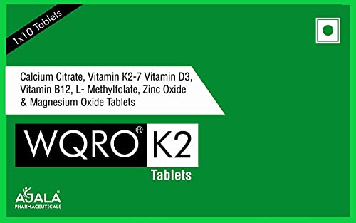 WQRO K2 Natural Vitamin K2 Vitamin D3 Calcium Calcium Magnesium Zinc Mena Q7 Calcium supplement for women and men For Bone health & joint support (10 tablets) WQRO K2 Natural Vitamin K2 Vitamin D3 Calcium Calcium Magnesium Zinc Mena Q7 Calcium supplement for women and men For Bone health & joint support (10 tablets)
