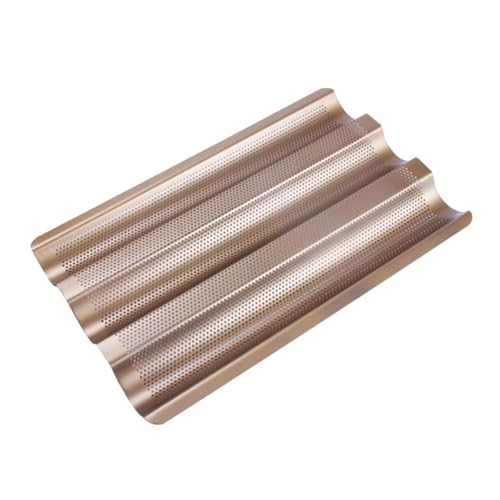 BEBEMOKO 1pc Nonstick French Bread Baking Tray Rack Small Bakeware Perforated Design for Loaves for Home Baking Artisan Bread