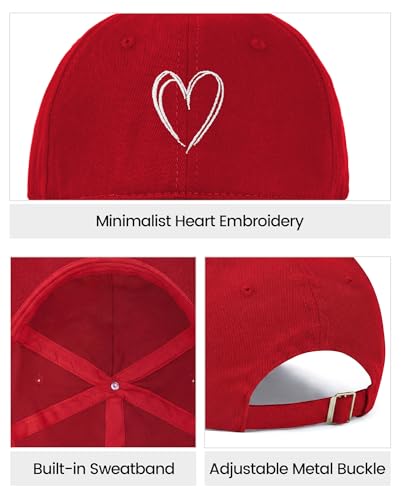 Image of American Trends Womens Baseball Caps Cute Heart Dad Hat, Adjustable Cotton Unisex Cap for Workout, Golf & Everyday Wear