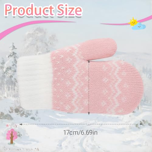 Kids Winter Mittens, Double Layer Warm Knit Gloves for Boys & Girls, Stretchable Thermal Gloves for Outdoor Snow (3-5 Years)4