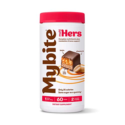 Mybite Womens Chocolate Multivitamin, 60 Bites, Vitamins A, B6, B12, C, D, E, Biotin, Folic Acid, Delicious Supplement with Energy and Immune Support