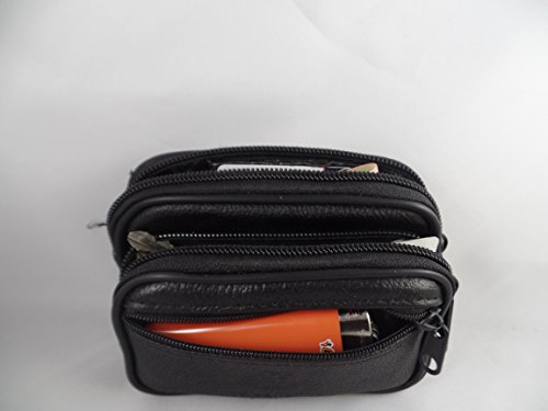 Variety To Go Genuine Leather Coin Purse & Waist Pouch for Women and Men, Belt Waist Pouch, 3 Zipper Pockets,4