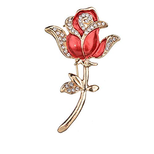 Preisvergleich Produktbild Meigold Kristall Brosche Rose Brosche Kleidung Accessoires männlichen Damen Brosche Anstecknadeln Size 5.5 * 3.3cm (Rot)