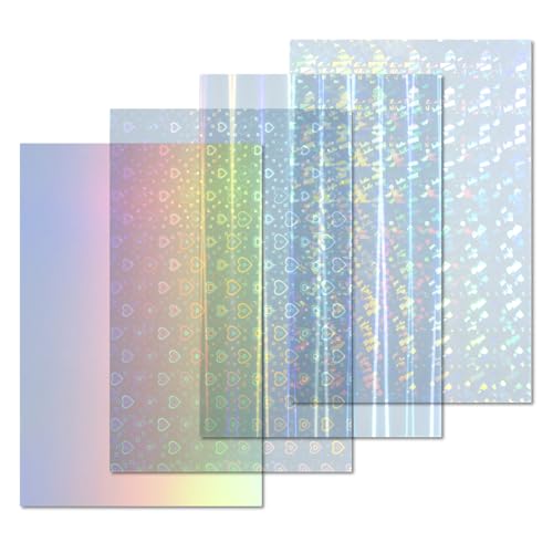 Image of Iridescent Sparkle Radiant Acrylic Sheets, Radiant Colored PMMA Plastic Panel for Laser Cutting Crafting DIY Decorate Art Craft (4, Aurora+Cullet+Love+Dazzling, 8x12inch)