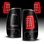 AmeriLite C-Type LED Tube Dark Smoked Tail Lights Brake Lamps Set for 1997-2004 Dodge Dakota - Passenger and Driver Side