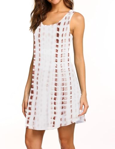 Image of LuckyMore Womens Casual Scoop Neck Sleeveless Racerback Tunic Dress with Pockets