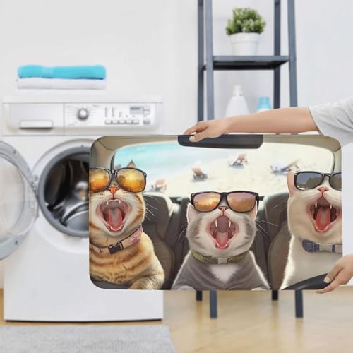 Set de 3 alfombras de baño de gato con funda de inodoro lavable 8