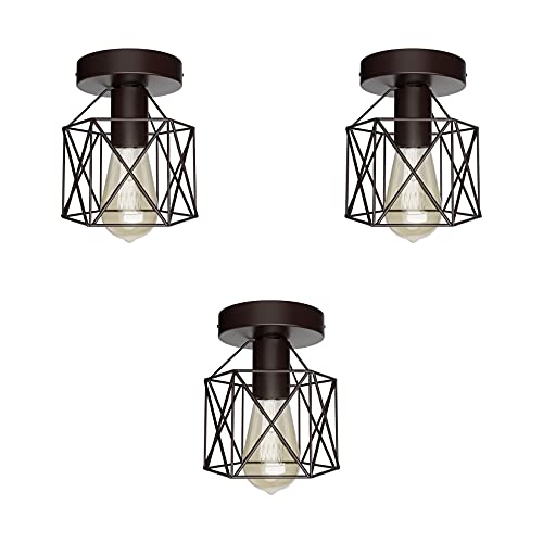 Klighten 3 Stück Vintage Bronze Deckenleuchten, Industrial Deckenlampe,...