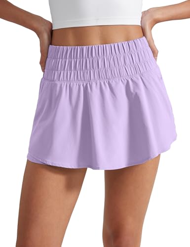 Image of CRZ YOGA Ruffle Skirt Overlay Athletic Shorts | High Waisted, Quick Dry, Lightweight, Flowy, A Zip Pocket, for Women