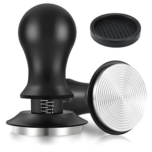 Oiieco Coffee Tamper 53mm, Barista Espresso Coffee Calibrated Tamper 304 Stainless Steel Barista Hand Tools with Stainless Steel Base for Grounds Barista Espresso Machines Accessory