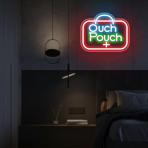 Image of Ouch Pouch Neon Light Sign for Wall Decoration Dimmable Burger LED Light Sign Open for Business Food Neon Room Decoration for Bar Party Favors USB Powered