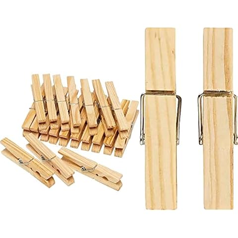 60 XXL Jumbo Strong Wooden Clothes Pegs For Washing Line Arts Craft Cover