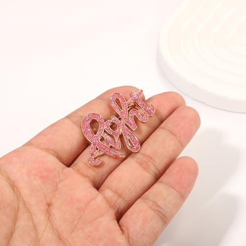 Image of Breast Cancer Awareness Pink Rhinestone Ribbon Pin - Faith Believe Women's Brooch, Survivor Lapel Pin for Cancer Month - Merchandise Accessories Decor
