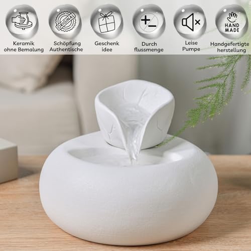 Zen’Light - Trinkbrunnen Toby für Katzen und Hunde - Tränke für Haustiere aus Keramik-Emaille - Wasserspender ohne Farbe, ungiftig - Geschlossener Wasserkreislauf ohne Licht - Höhe 18 cm