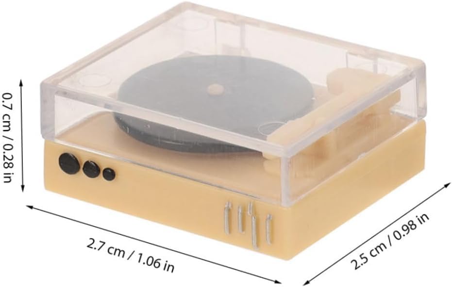 Miniatura 5 de 2 piezas de tocadiscos de vinilo en miniatura realista  112 escala retro casa de muñecas tocadiscos en miniatura, mini tienda de exhibición,