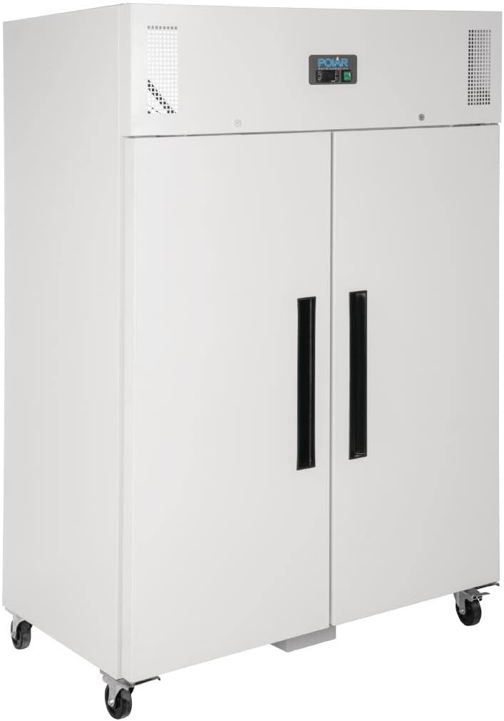 Polar Refrigeration G-Series 700W Upright Double Door Freezer 1200 Litre, White, -20°C to -10°C, 2000(H)x1345(W)x815(D)mm, Energy Rating D, Lockable Doors, 6 Shelves | CD616