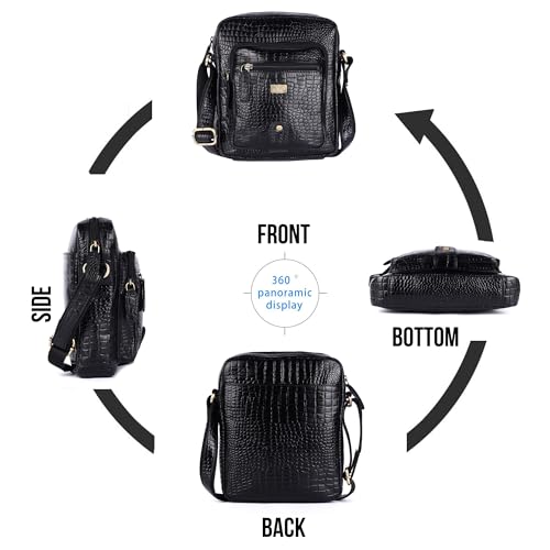 Image of Premium Genuine Leather Messenger Sling Bag for Men & Women - Multipurpose Crossbody Bag with Adjustable Strap & Multiple Pockets for Travel, Office, Work, College & Daily Use