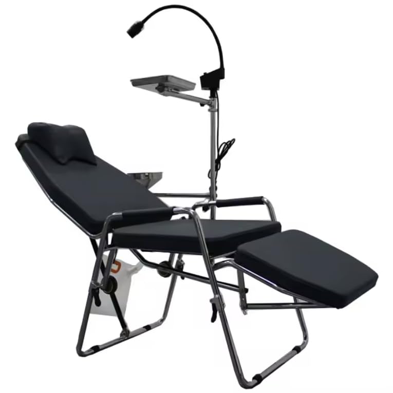 Kurtvenid Portable Lab Foldable Chair GU-P101 with Stainless Steel Frame Instrument Tray LED Operating Light and Doctor's Chair