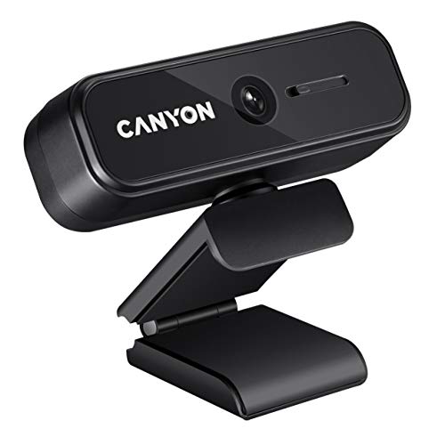 CANYON Full Hd1080p Webcam - Face Cam With Microphone Web Camera Streaming with Auto Focus, 360° Rotary Function, Pc/Desktop/Laptop for Zoom, Skype, Facetime Conferences, Online Classes