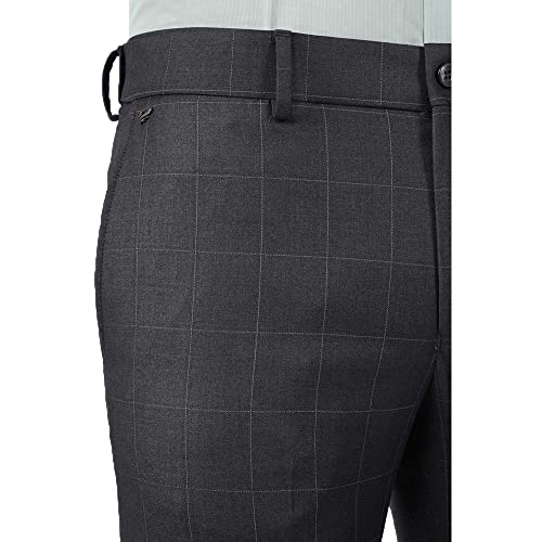 Image of blackberrys Checks Polyester Viscose Slim Fit Men's Work Wear Trousers (Black, 30)