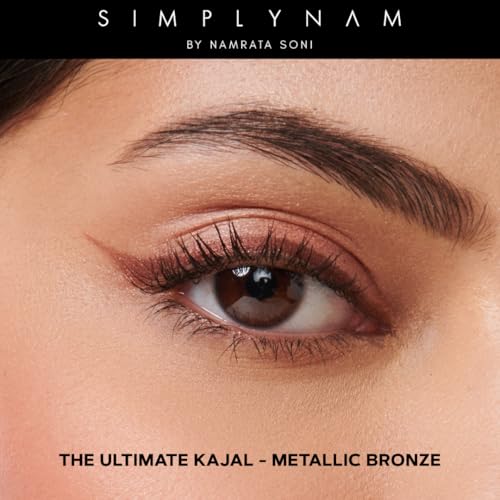 Image of SIMPLYNAM Ultimate Kajal | 1 Stroke Intense Color Payoff | Water Resistant | Long-Lasting & Smudge-Proof | Safe for Sensitive Eyes | 7X More Product | In-Built Sharpener & Smudger | Metallic Bronze
