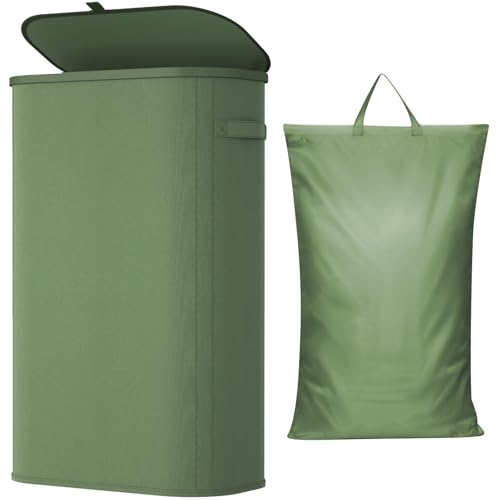 Lifewit Panier Linge Sale, Bac Linge avec Couvercle, Corbeille Linge avec Plastique Poignées et Sac Linge, Laundry Basket pour Buanderie, Chambre, Salle de...
