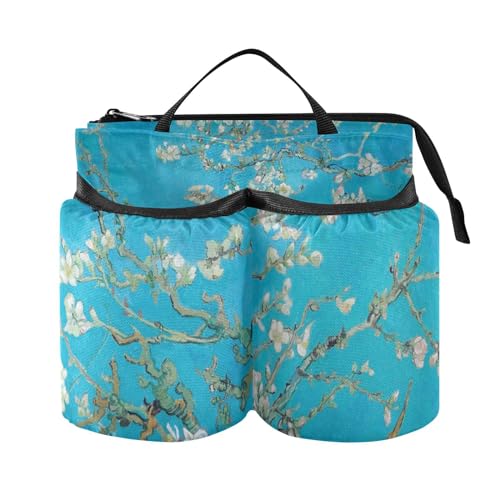 Image of Luggage Cup Holder for Suitcases Free Hands Suitcase Cup Holder Travel Luggage Drink Holder Portable Luggage Cup Caddy Bag Carrier with Handle Van Gogh Apricot Flowers
