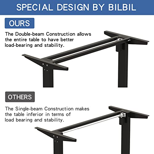 Jceet Adjustable Height Electric Standing Desk - 63 x 30 Inch Sit Stand Computer Desk with Splice Board, Stand Up Desk Table for Home Office, Black Frame/Black and Rustic Brown Top - Image 5