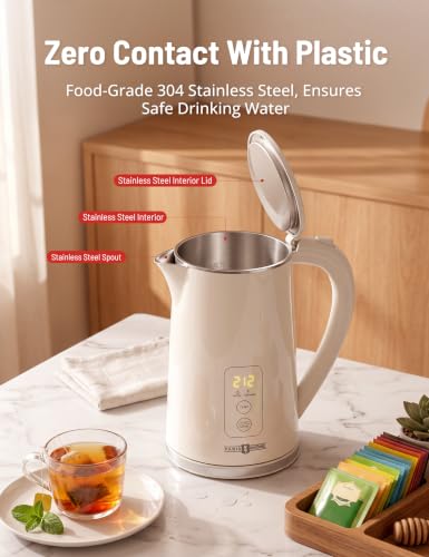 Image of Electric Kettle Temperature Control, 1.7L Large Electric Tea Kettle, 4H Keep Warm Hot Water Kettle with 6 Presets, LED Screen Electric Kettles for Boiling Water, Boil-Dry Protection