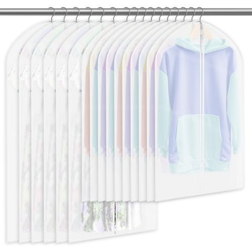 20 Pack Combo Size Garment Bags for Hanging Clothes with Zipper, Translucent Coat Covers for Closet Waterproof Dustproof Garment Covers Bags for Wardrobe Storage and Travel 24