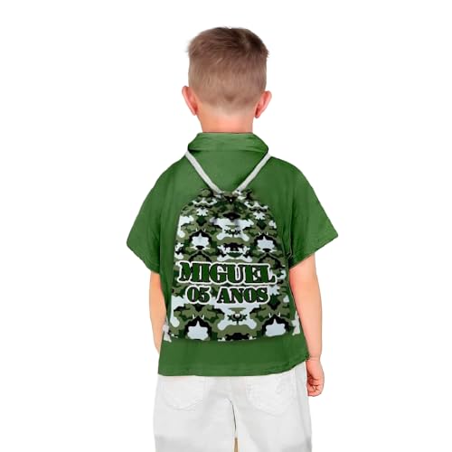Mochilinha Bag Infantil Personalizado com Nome e Idade Exército Militar (Mochilinha 20x30, Unidades, 10)