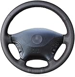LCFZDQ - Funda de volante para Mercedes Benz Viano 2006-2011 / Vito 2010-2015, funda para volante de coche de piel negra cosida a mano, rosca gris