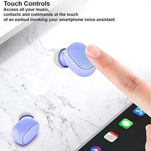 Edealz Fully Wireless Bluetooth 5.0 Rechargeable Ipx4 Water & Sweat Proof Earbud Headphones W Microphone, Touch Controls, Smart Lcd Charging Case, 3D Stereo Bass And Noise Cancelling (Light Blue) #TOP4