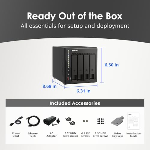 Image of QNAP TS-453E-8G-US 4 Bay Desktop NAS | Intel Celeron Quad-Core Processor, 8 GB DDR4 RAM, Dual 2.5GbE Network Connectivity, Diskless