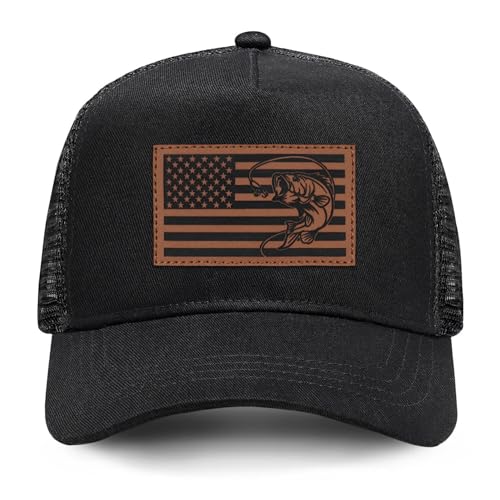 Image of Fishing Gifts for Men American Flag Trucker Hat Mens Fathers Day Christmas Birthday Gifts Fishing Hat for Dad