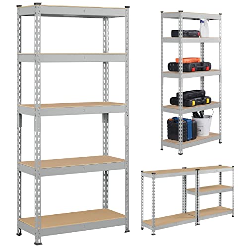 Topeakmart TP-00123329 3 Pcs 5-Tier Utility Shelves, Metal Storage Shelves Garage Shelving Unit Adjustable Garage Storage Shelves Storage Racks Heavy Duty Shed Shelving thumb #7