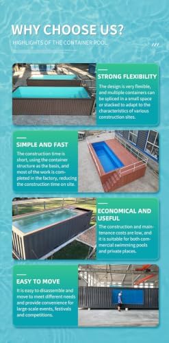 Compact Sturdy Shipping Container Swimming Pool, Easy to Install Modular Steel Structure Pool for Backyard, Garden and Outdoor Family Recreation - 4