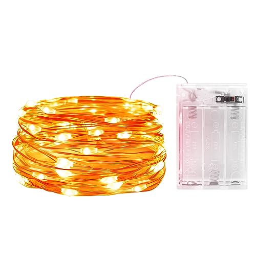 Gcstnn Halloween Orange Fairy Lights, 3M 30 LED Autumn Decor String Lights, Battery Micro Silver Wire Fall Firefly Lights for Leaf Bottles Halloween Themed Party Carnival Indoor Decorations.