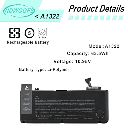 image for NDWQGFS A1278 A1322 Battery Compatible with MacBook Pro 13