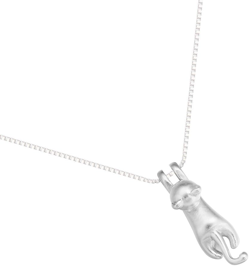 925 Sterling Silver Climbing Cat Choker Necklace for Women