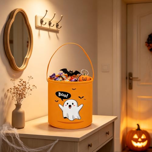 Image of ESSME Halloween Basket Gohst Baskets,Gifts Bins,Book Bins Empty.(Yellow gohst)