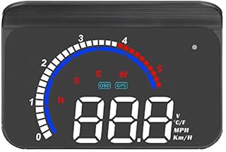3.8 inches OBD2/GPS Windshield HUD Head Up Display with Display RPM MPH Speeding Warning Fuel Consumption Temperature