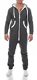Herren Jumpsuit 9T5 Jogginganzug Trainingsanzug Einteiler Overall dunkelgrau L