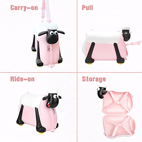 Shaun The Sheep PINKNEW Original Kids Ride-On And Carry-On Suitcase With Spinner Wheels,Children Luggage thumb #3