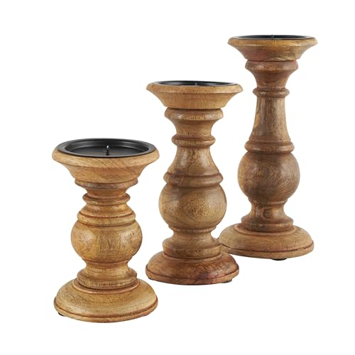 Deco 79 51536 Mango Wood Decorative Candle Holder Turned Style Pillar Candle Stand thumb #10