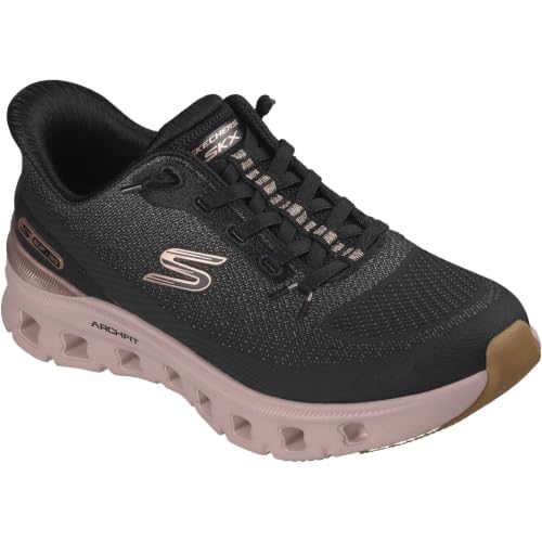 Skechers Femme Arch FIT Glide-Step Pro Golden Pace Baskets, Black Mesh/Rose Gold Trim, 40 EU