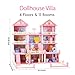 Dollhouse with 4-Story 11 Rooms,Princess Dream Gift Doll House Playset with 4 Dolls 2 Pet,DIY Pretend Playhouse with Stairs and Furniture,Christmas Toy Gift for Girls Ages 3 4 5 6 7 8 9 10 Year Old