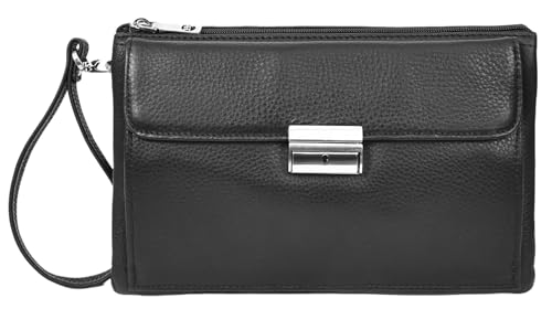 Bolso de mano de piel grande Jerez con múltiples compartimentos para hombre en color negro